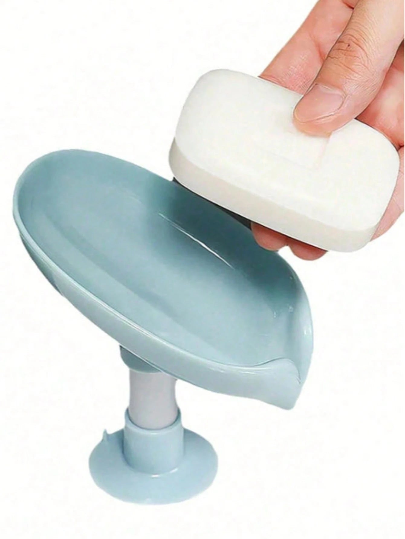 1pc Leaf-Shaped Soap Dish With Drainage Holes, Soap Holder, Soap Box With Suction Cups On Bottom, Self-Adhesive Plastic Soap Holder, Soap Tray For Kitchen And Bathroom, Soap Box, Bathroom Storage Tool