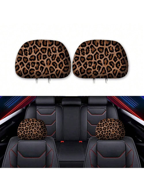 1pc Leopard Pattern Car Neck Pillow Cover Suitable For SUVs, Trucks, Sedans, And Most Cars,Cheetah Print Car Stuff