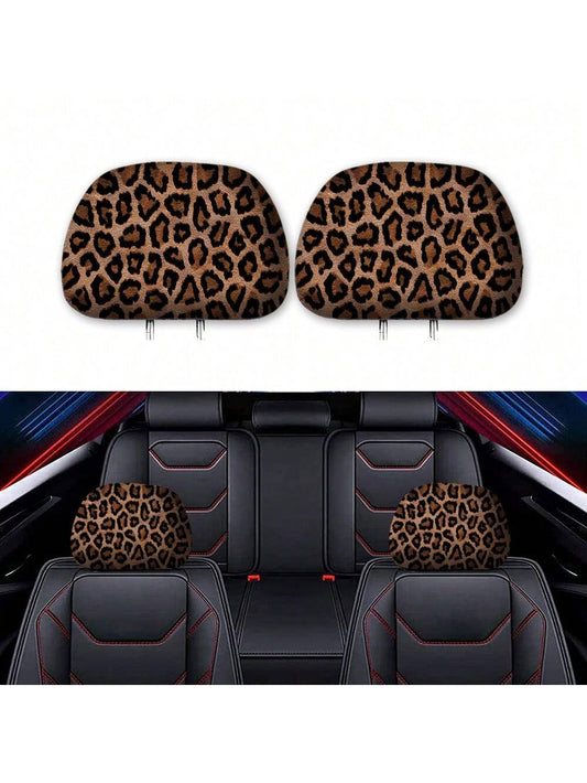 1pc Leopard Pattern Car Neck Pillow Cover Suitable For SUVs, Trucks, Sedans, And Most Cars,Cheetah Print Car Stuff