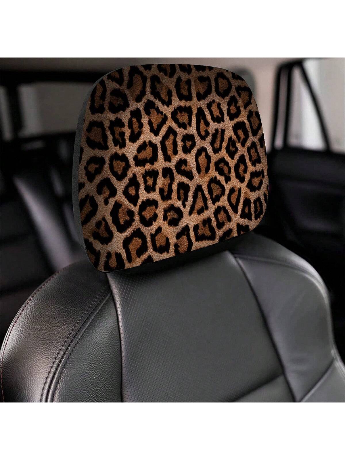 1pc Leopard Pattern Car Neck Pillow Cover Suitable For SUVs, Trucks, Sedans, And Most Cars,Cheetah Print Car Stuff