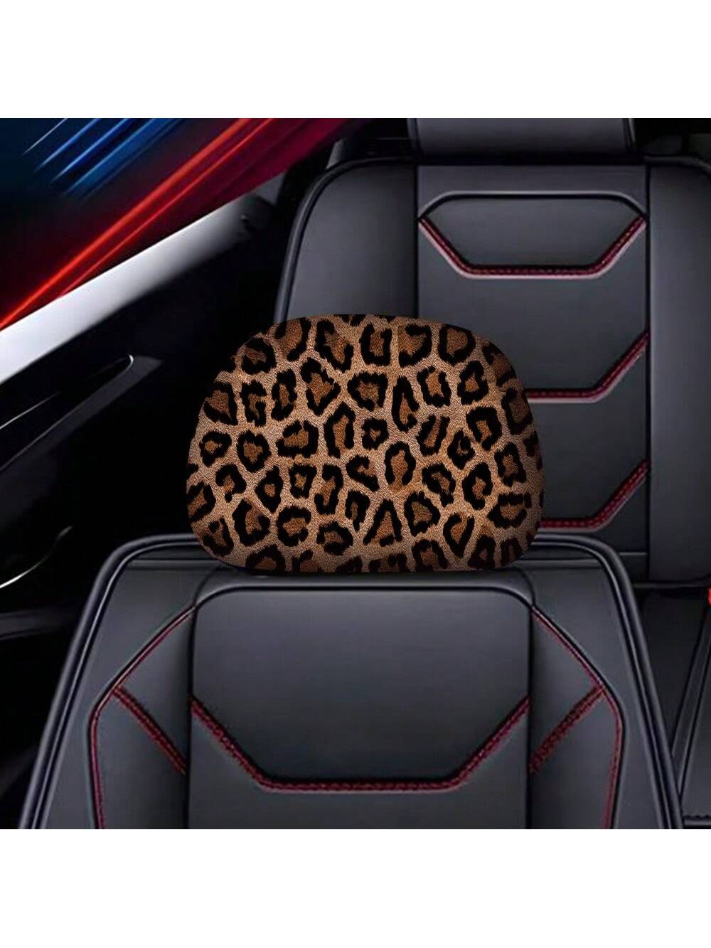 1pc Leopard Pattern Car Neck Pillow Cover Suitable For SUVs, Trucks, Sedans, And Most Cars,Cheetah Print Car Stuff
