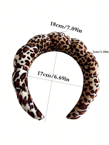 1pc Leopard Print Headband, Makeup Headband, Women's Facial Care Hair Clip, SPA Gift, Party, Daily Outings, Portable Lightweight Headband, Hair Hoop Headband
