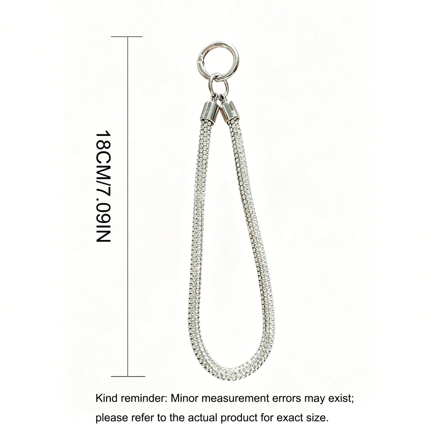 1pc Long Full Rhinestone Double-Buckle Phone Lanyard Necklace For Women, Ins Minimalist Stylish Anti-Lost Anti-Drop Phone Strap With Random Pad Accessory Gifts For Mother, Family, Friends, Birthday, H