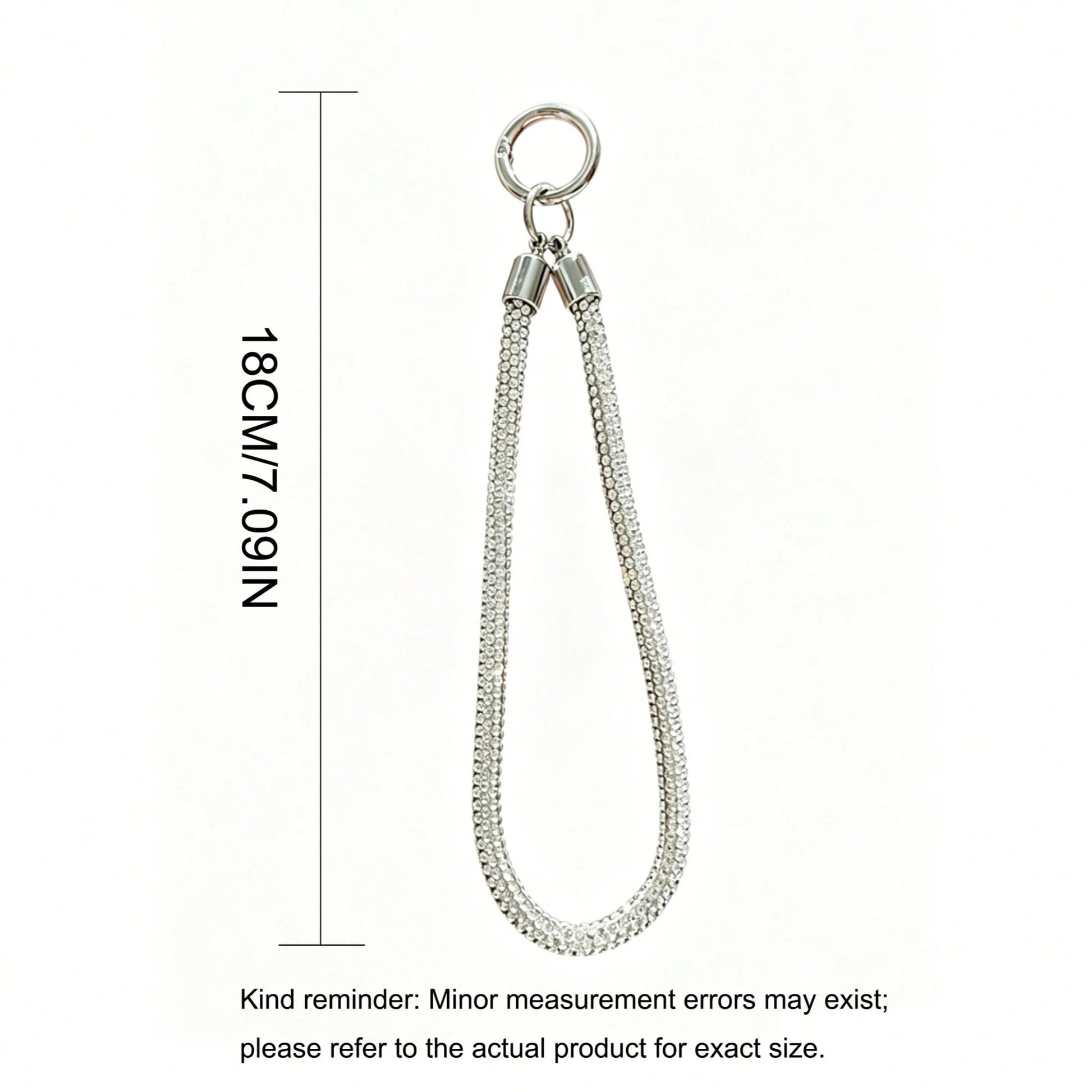 1pc Long Full Rhinestone Double-Buckle Phone Lanyard Necklace For Women, Ins Minimalist Stylish Anti-Lost Anti-Drop Phone Strap With Random Pad Accessory Gifts For Mother, Family, Friends, Birthday, H