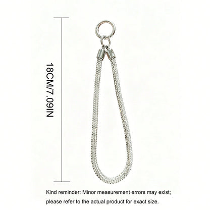 1pc Long Full Rhinestone Double-Buckle Phone Lanyard Necklace For Women, Ins Minimalist Stylish Anti-Lost Anti-Drop Phone Strap With Random Pad Accessory Gifts For Mother, Family, Friends, Birthday, H