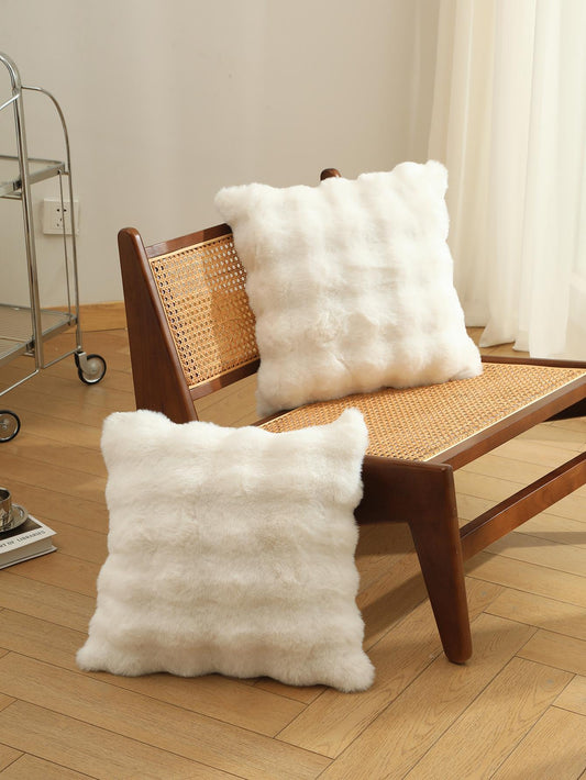 1pc Luxurious Faux Rabbit Fur Tuscany Pillow Cover, Without Pillow Insert, Plush Fluffy Home Decorative Cushion Cover For Living Room Sofa, Bedroom Headboard, Oversized Throw Pillow