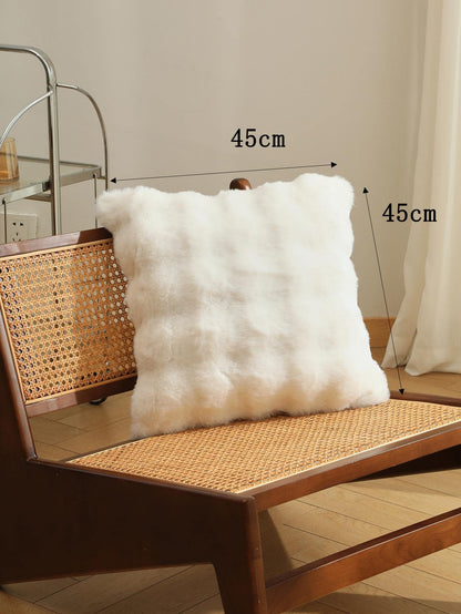 1pc Luxurious Faux Rabbit Fur Tuscany Pillow Cover, Without Pillow Insert, Plush Fluffy Home Decorative Cushion Cover For Living Room Sofa, Bedroom Headboard, Oversized Throw Pillow