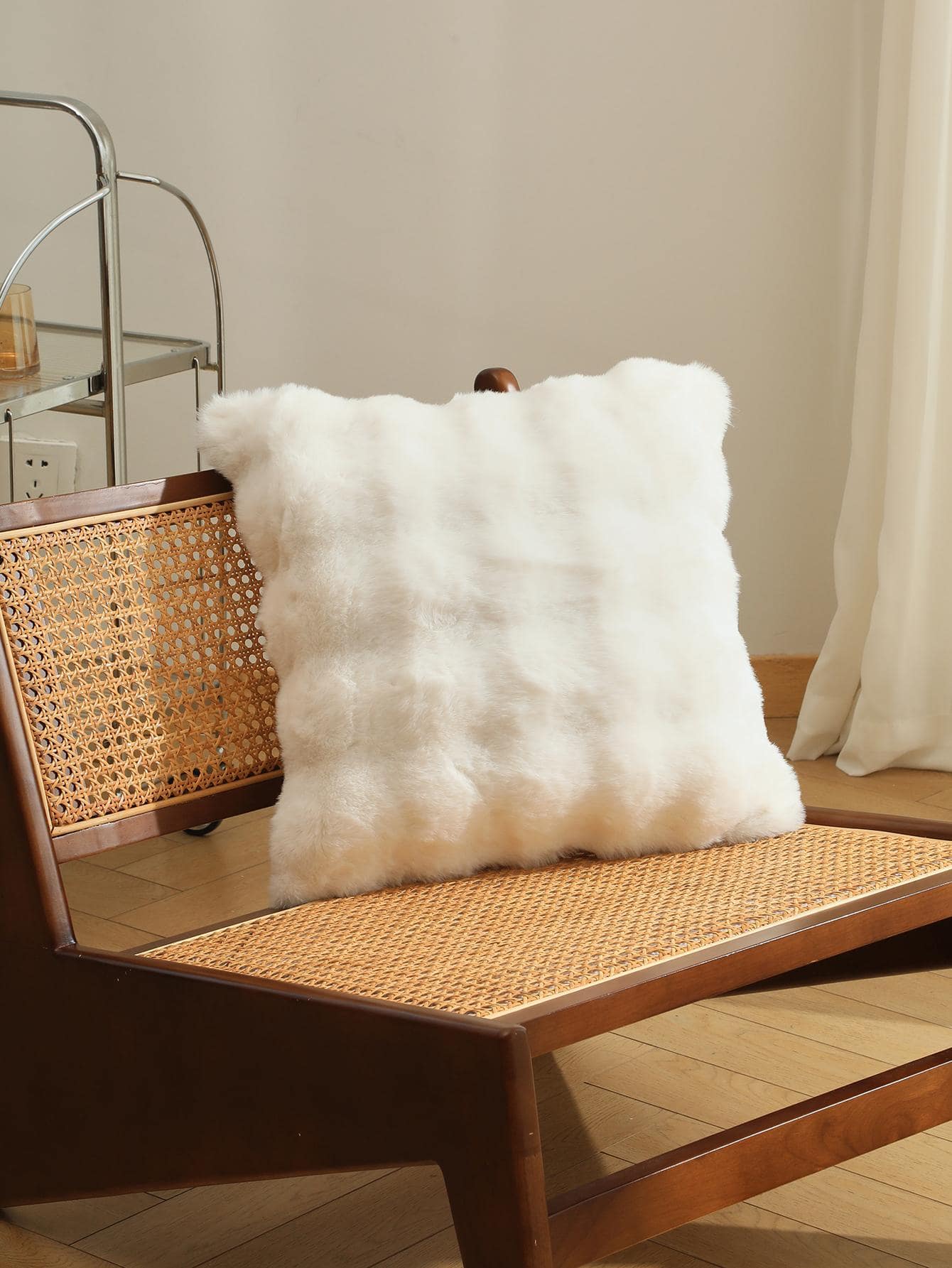 1pc Luxurious Faux Rabbit Fur Tuscany Pillow Cover, Without Pillow Insert, Plush Fluffy Home Decorative Cushion Cover For Living Room Sofa, Bedroom Headboard, Oversized Throw Pillow