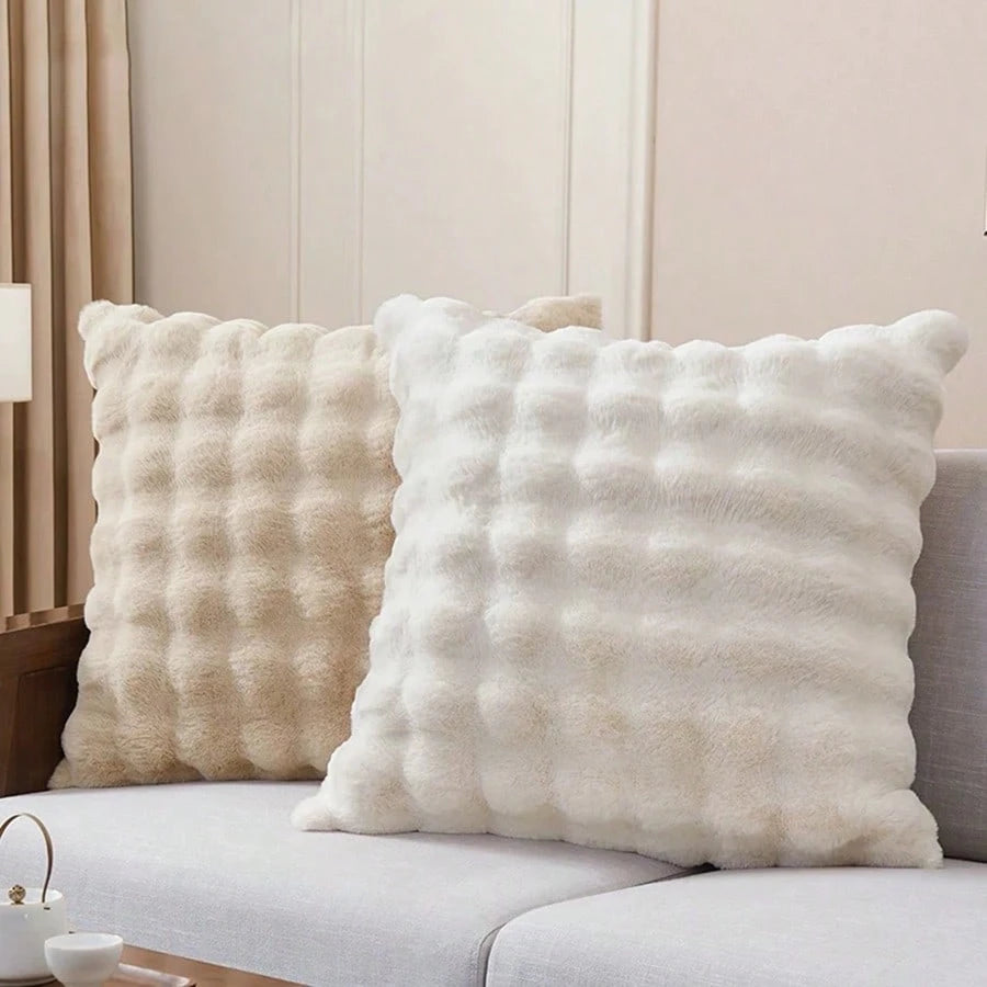 1pc Luxurious Faux Rabbit Fur Tuscany Pillow Cover, Without Pillow Insert, Plush Fluffy Home Decorative Cushion Cover For Living Room Sofa, Bedroom Headboard, Oversized Throw Pillow