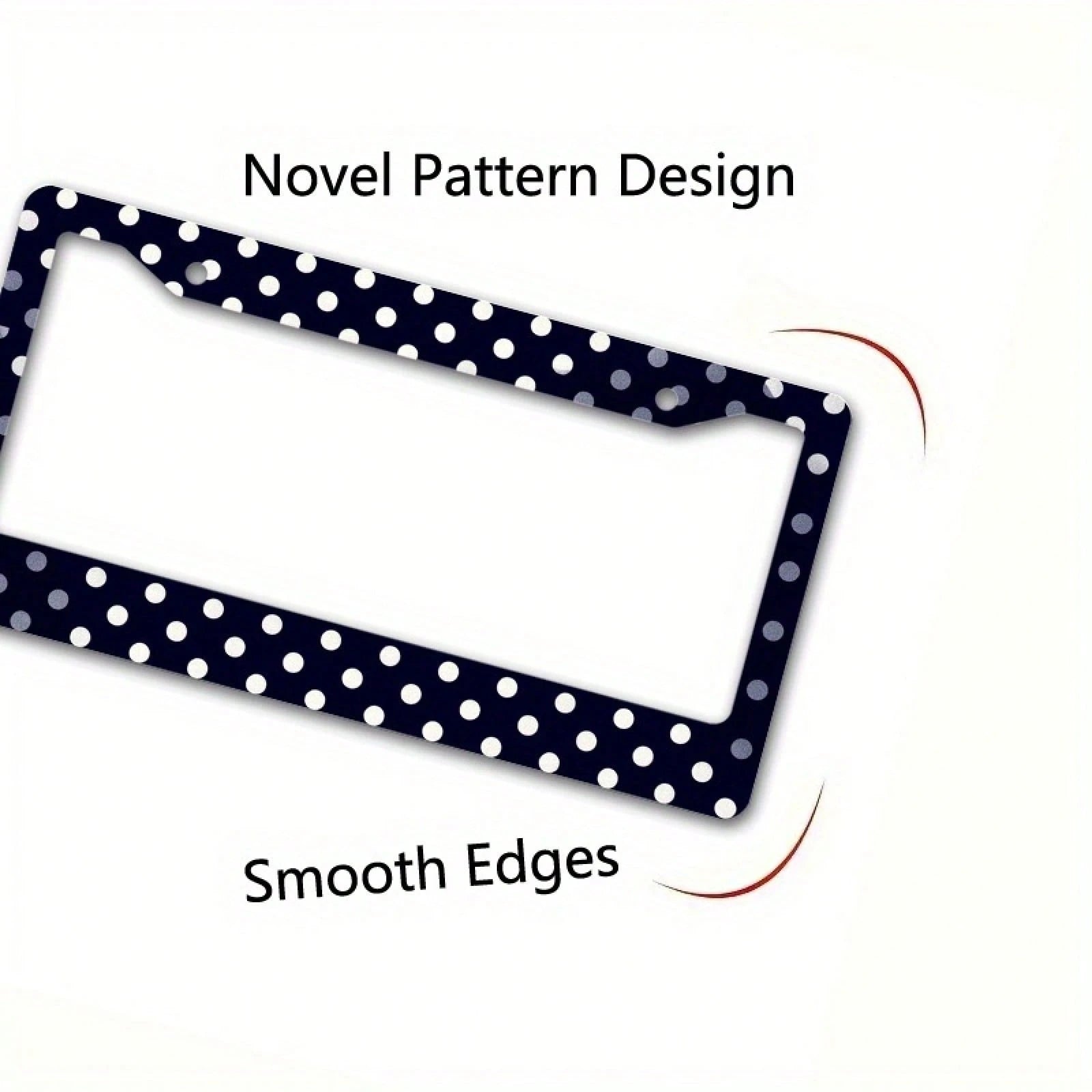 1PC Matte Metal License Plate Frame Cover With Dark Blue Polka Dot Design- Compatible For, Car Exterior Accessory, License Plate Cover