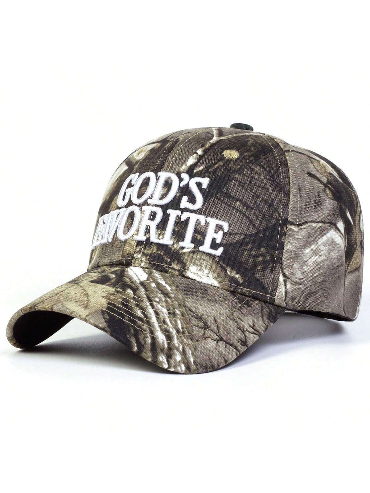 1pc Men's "God's Favorite" Embroidered Baseball Cap, Adjustable Outdoor Camo Sun Hat For Spring, Autumn Travel, Vacation