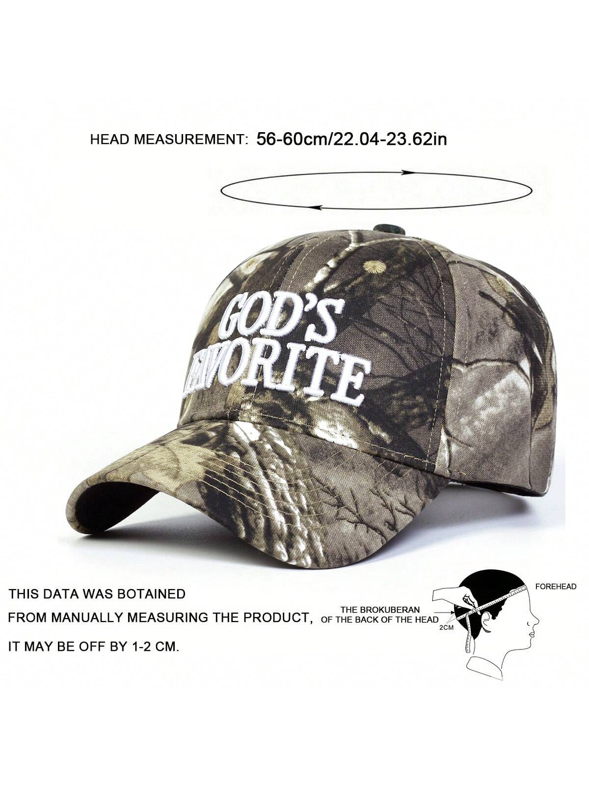 1pc Men's "God's Favorite" Embroidered Baseball Cap, Adjustable Outdoor Camo Sun Hat For Spring, Autumn Travel, Vacation