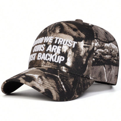 1pc Men's "God's Favorite" Embroidered Baseball Cap, Adjustable Outdoor Camo Sun Hat For Spring, Autumn Travel, Vacation