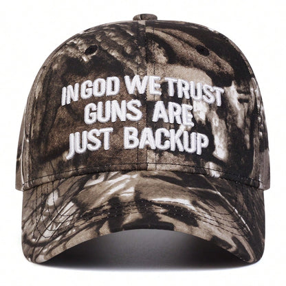 1pc Men's "God's Favorite" Embroidered Baseball Cap, Adjustable Outdoor Camo Sun Hat For Spring, Autumn Travel, Vacation