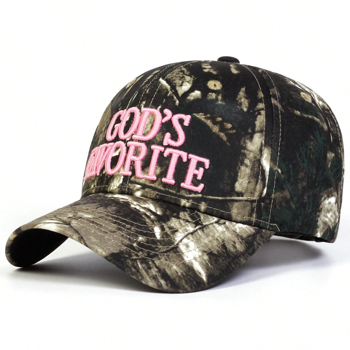 1pc Men's "God's Favorite" Embroidered Baseball Cap, Adjustable Outdoor Camo Sun Hat For Spring, Autumn Travel, Vacation