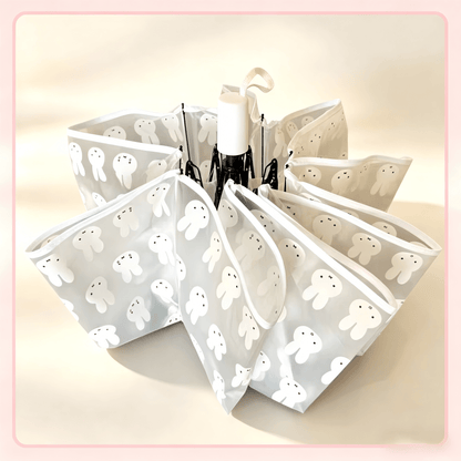 1pc Miffy Printed Transparent Folding Umbrella, Cute Portable Umbrella For Students, Commuting, Photography, Great Gift For Birthday, Valentine's Day, Back To School