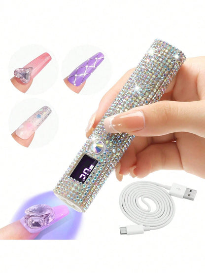 1pc Mini UV LED Nail Lamp, Portable, Suitable For Nail Polish Gel, Fast Drying, Rechargeable Curing UV Light With LED Display, Manicure Tool