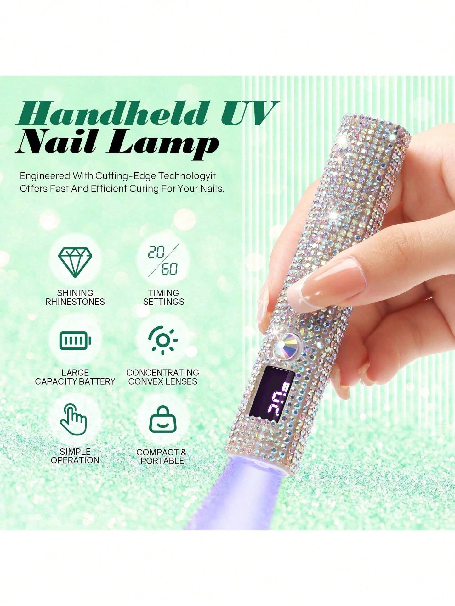 1pc Mini UV LED Nail Lamp, Portable, Suitable For Nail Polish Gel, Fast Drying, Rechargeable Curing UV Light With LED Display, Manicure Tool