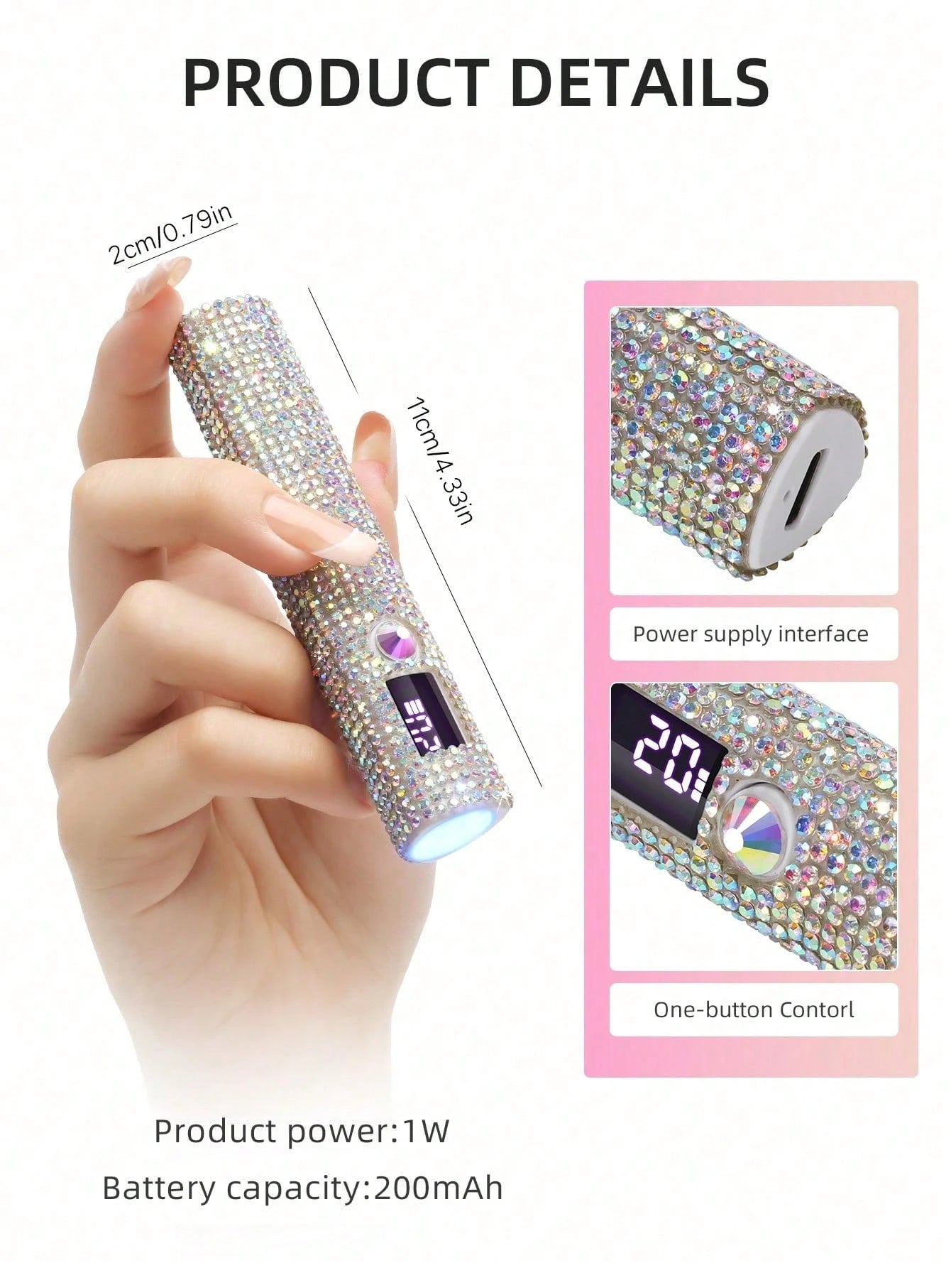 1pc Mini UV LED Nail Lamp, Portable, Suitable For Nail Polish Gel, Fast Drying, Rechargeable Curing UV Light With LED Display, Manicure Tool