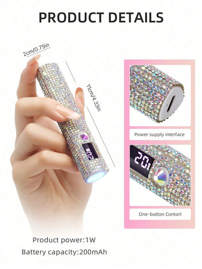 1pc Mini UV LED Nail Lamp, Portable, Suitable For Nail Polish Gel, Fast Drying, Rechargeable Curing UV Light With LED Display, Manicure Tool