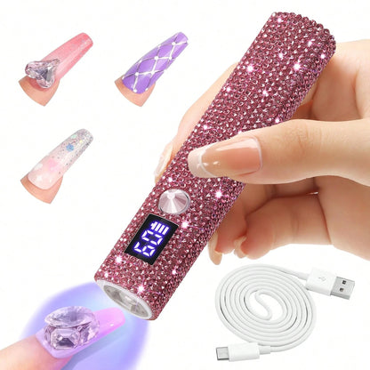 1pc Mini UV LED Nail Lamp, Portable, Suitable For Nail Polish Gel, Fast Drying, Rechargeable Curing UV Light With LED Display, Manicure Tool