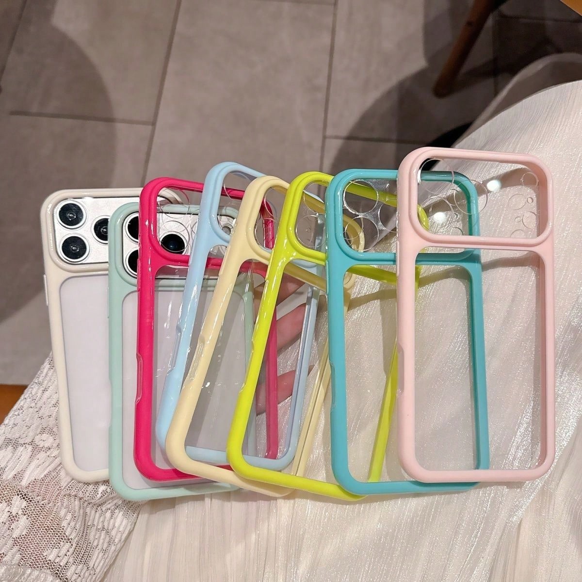 1pc Minimalist Candy Color Transparent Anti-Drop Phone Case For IPhone 17 Pro Max/ 16/ 15/ 14/ 13, Women