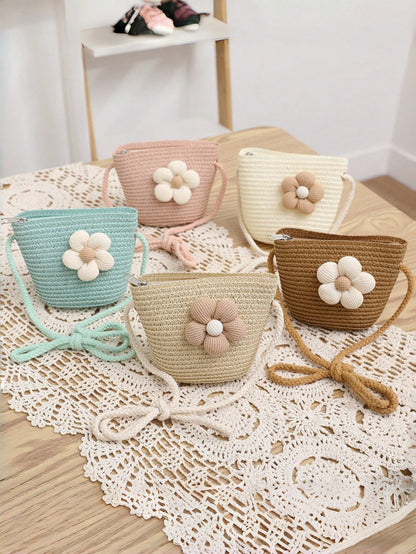 1pc Minimalist Ditsy Floral Pattern Spring/Summer Papyrus Crossbody Bag
