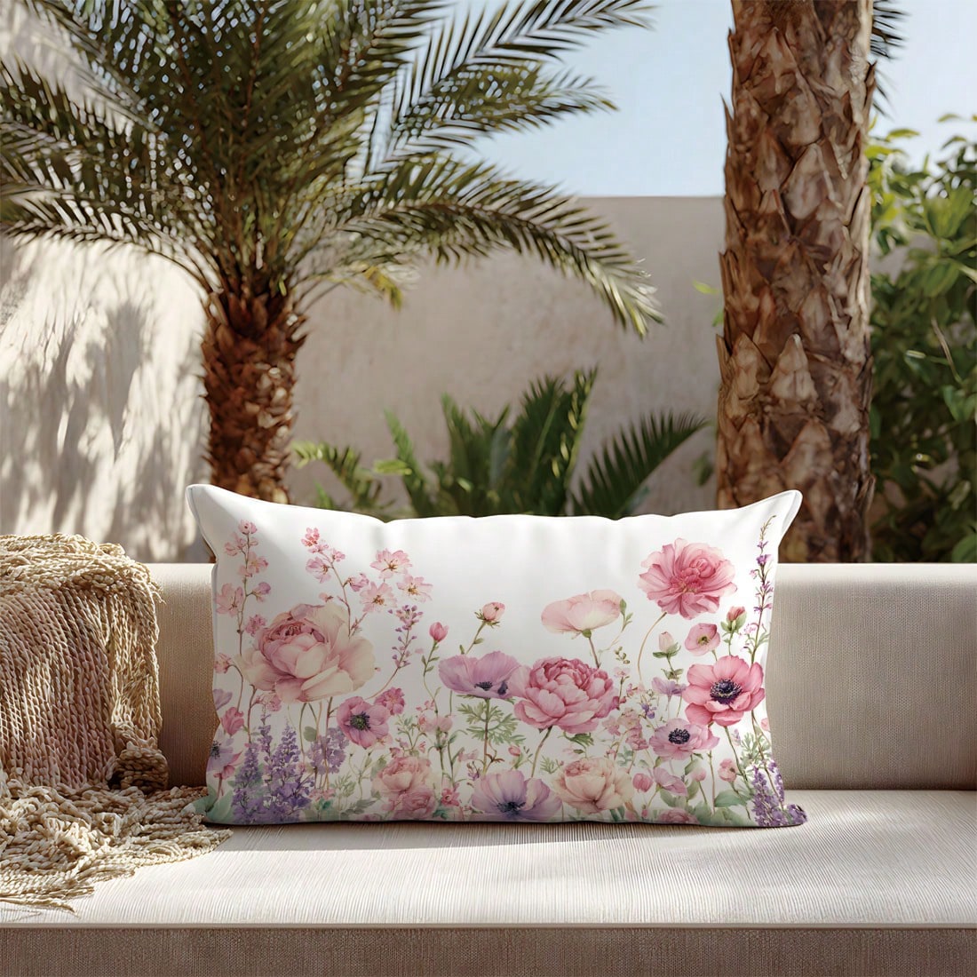 1pc Minimalist Floral Decorative Pillow Cover, Single-Sided Printed Peach Velvet Material, Fits 30*50/40*60CM Throw Pillow, Suitable For Modern Living Room Decor, Party Decoration, Gift