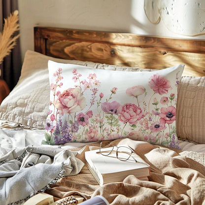 1pc Minimalist Floral Decorative Pillow Cover, Single-Sided Printed Peach Velvet Material, Fits 30*50/40*60CM Throw Pillow, Suitable For Modern Living Room Decor, Party Decoration, Gift