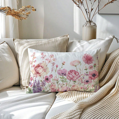 1pc Minimalist Floral Decorative Pillow Cover, Single-Sided Printed Peach Velvet Material, Fits 30*50/40*60CM Throw Pillow, Suitable For Modern Living Room Decor, Party Decoration, Gift