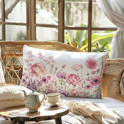 1pc Minimalist Floral Decorative Pillow Cover, Single-Sided Printed Peach Velvet Material, Fits 30*50/40*60CM Throw Pillow, Suitable For Modern Living Room Decor, Party Decoration, Gift