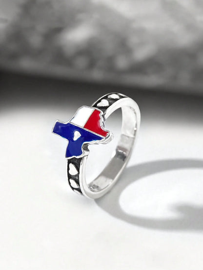 1pc Minimalist & Unique 925 Sterling Silver "Texas Love" Ring, Exquisite Jewelry Gift For Women