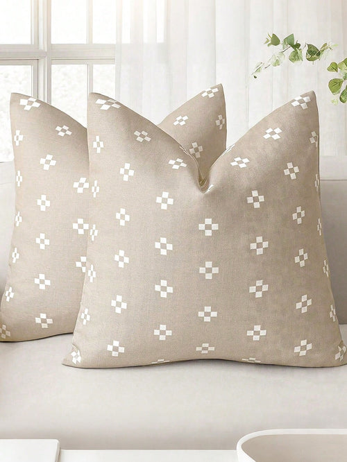 1pc Modern Decorative Pillowcase, Printed Country Style Cushion Cover, Bohemian Home Decor, Suitable For Chair, Sofa, Bedroom, Living Room, Light Khaki, Back To School