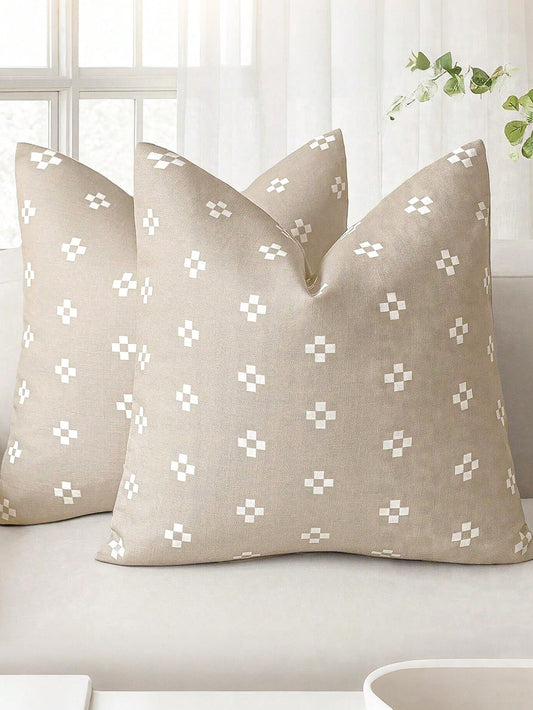 1pc Modern Decorative Pillowcase, Printed Country Style Cushion Cover, Bohemian Home Decor, Suitable For Chair, Sofa, Bedroom, Living Room, Light Khaki, Back To School