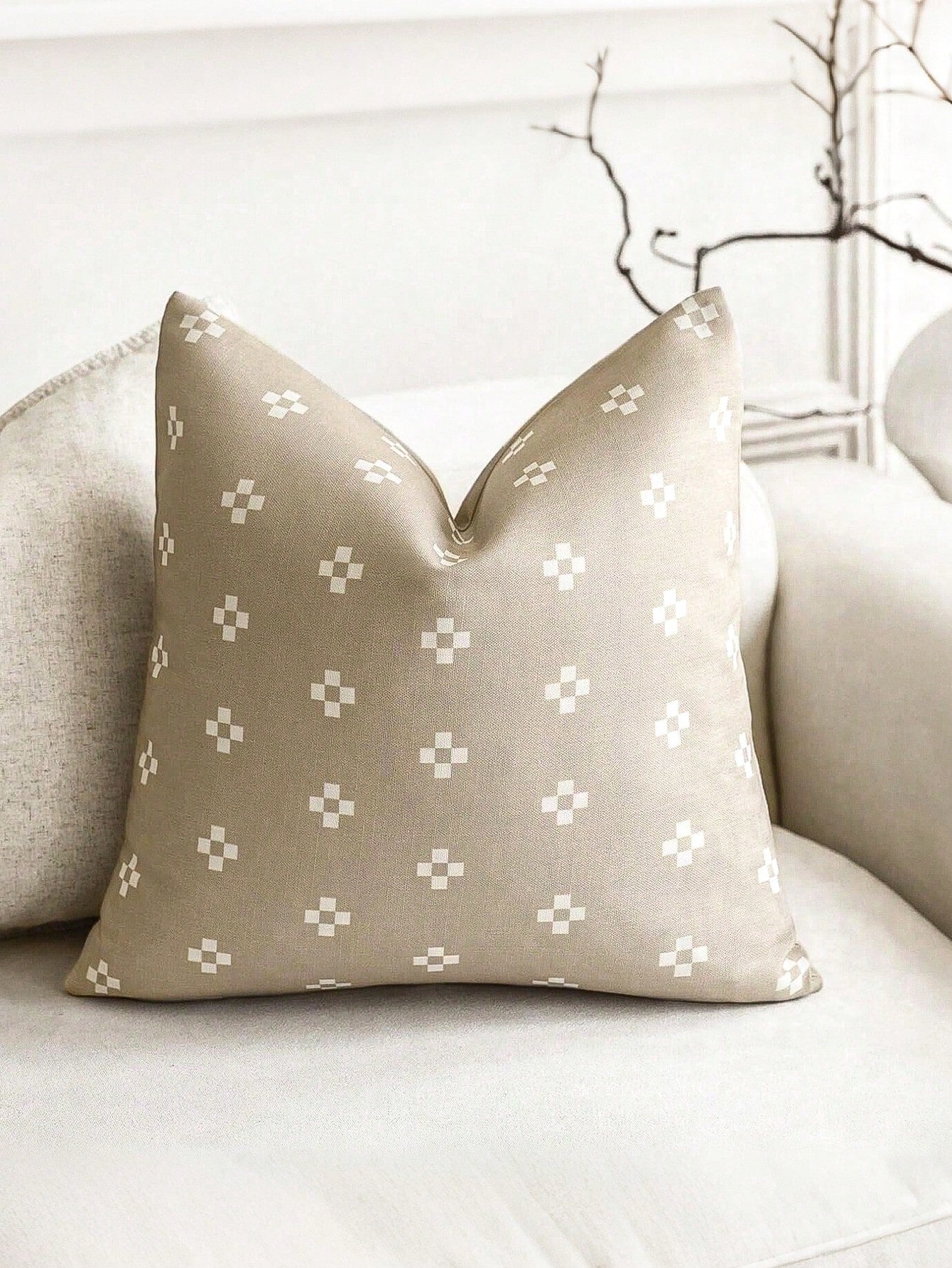 1pc Modern Decorative Pillowcase, Printed Country Style Cushion Cover, Bohemian Home Decor, Suitable For Chair, Sofa, Bedroom, Living Room, Light Khaki, Back To School