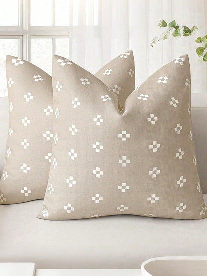 1pc Modern Decorative Pillowcase, Printed Country Style Cushion Cover, Bohemian Home Decor, Suitable For Chair, Sofa, Bedroom, Living Room, Light Khaki, Back To School