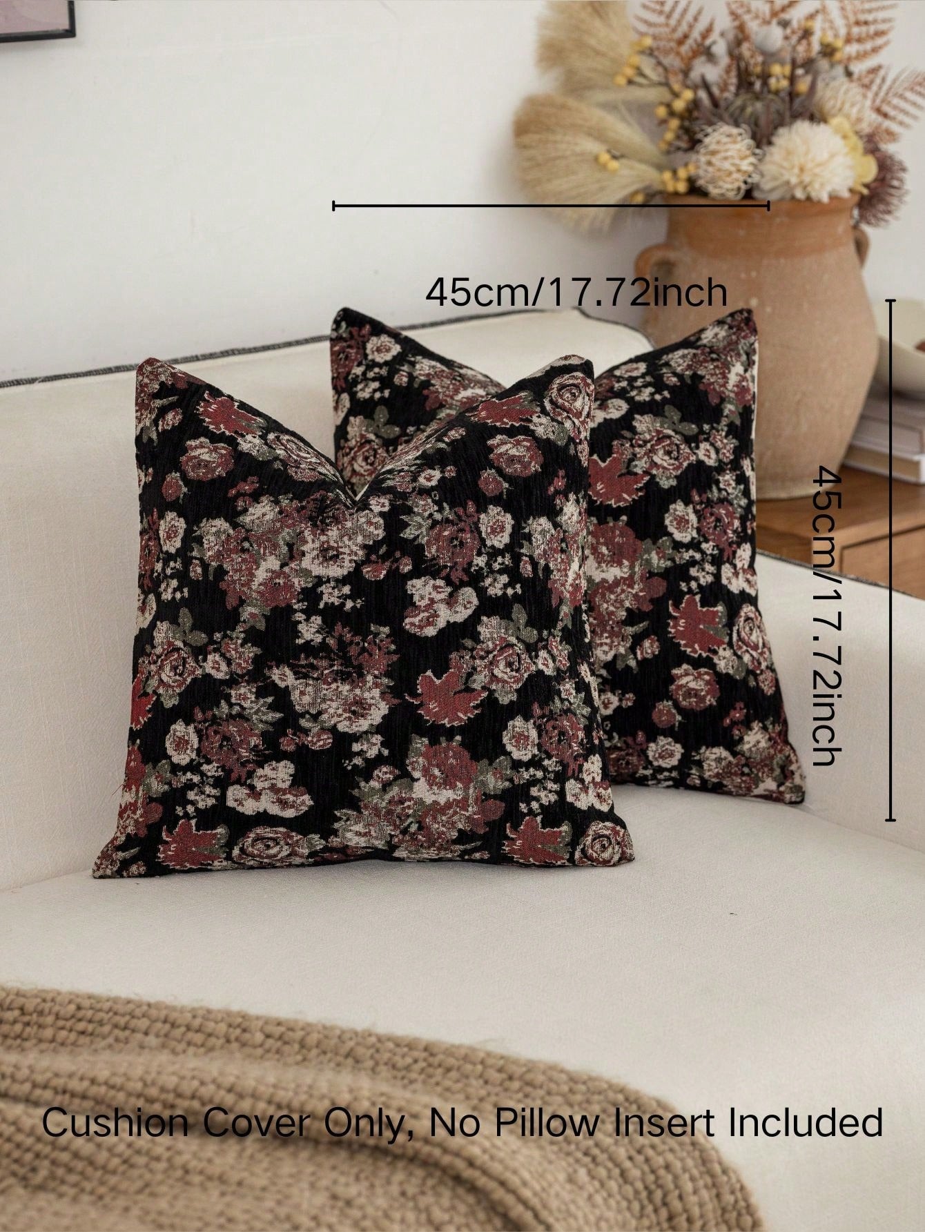 1pc Modern Pastoral Country Style Minimalist Chenille Jacquard Thick Soft Washable Machine Washable Hidden Zipper Pillowcase Suitable For Sofa Bedroom Living Room Home Decor