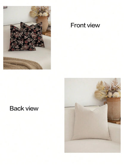 1pc Modern Pastoral Country Style Minimalist Chenille Jacquard Thick Soft Washable Machine Washable Hidden Zipper Pillowcase Suitable For Sofa Bedroom Living Room Home Decor
