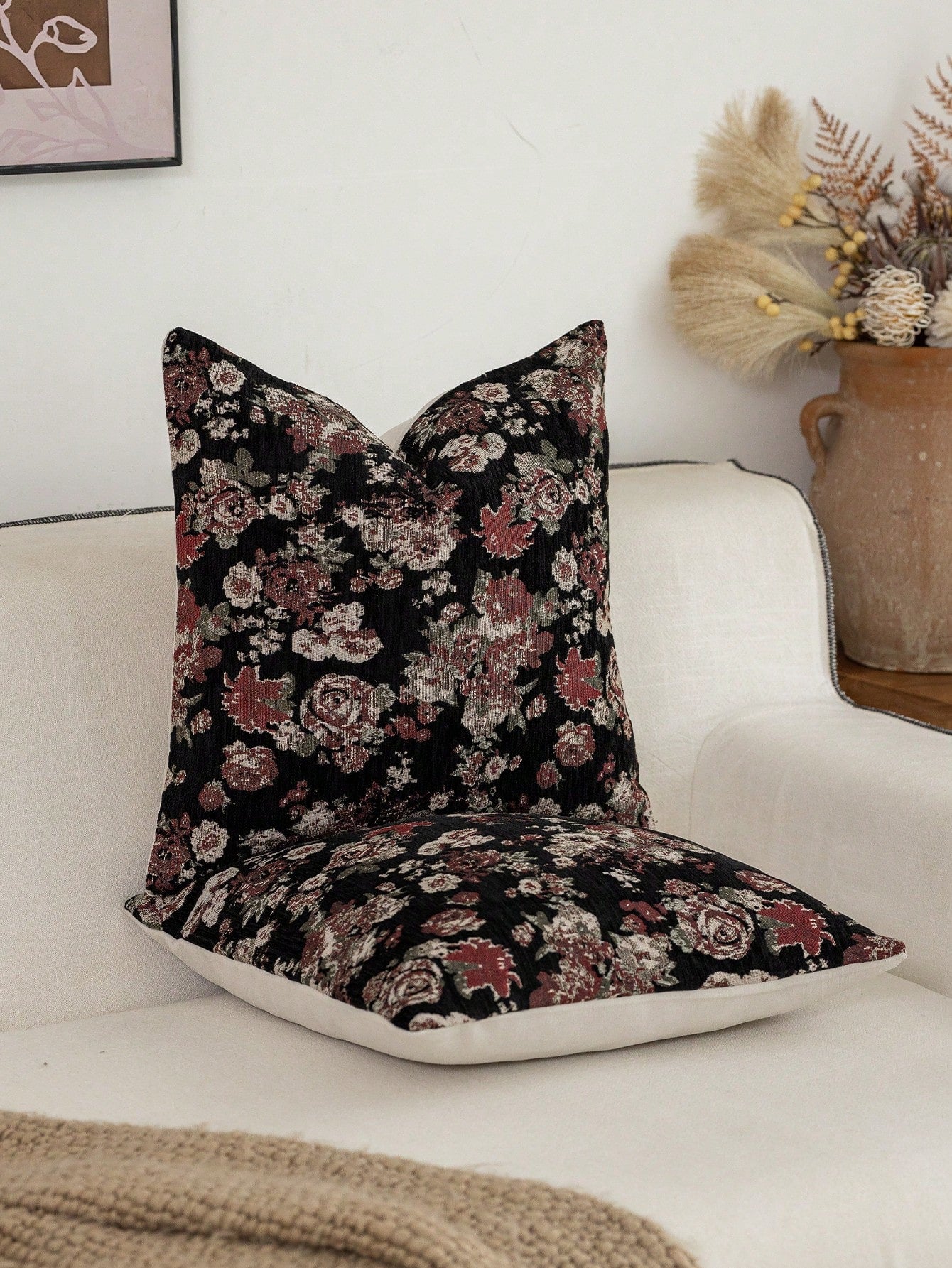 1pc Modern Pastoral Country Style Minimalist Chenille Jacquard Thick Soft Washable Machine Washable Hidden Zipper Pillowcase Suitable For Sofa Bedroom Living Room Home Decor