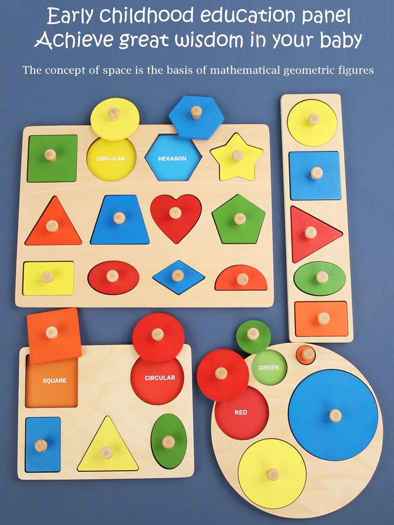 1pc Montessori Early Education Children's Wooden Panels Geometric Figures Color Matching Children's Early Education Panel Hand Scratching Board Toys