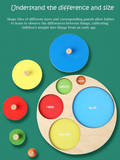 1pc Montessori Early Education Children's Wooden Panels Geometric Figures Color Matching Children's Early Education Panel Hand Scratching Board Toys