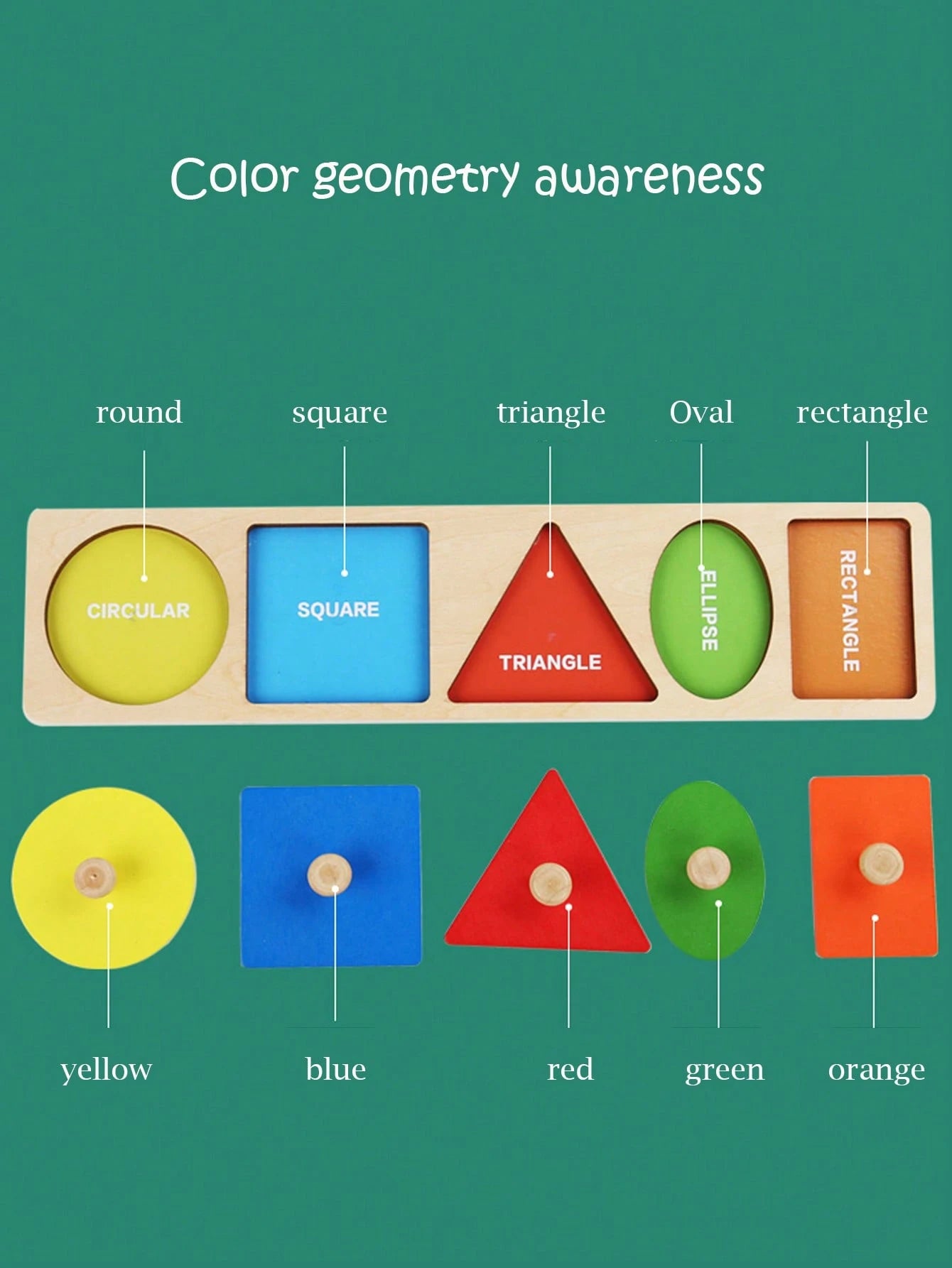 1pc Montessori Early Education Children's Wooden Panels Geometric Figures Color Matching Children's Early Education Panel Hand Scratching Board Toys
