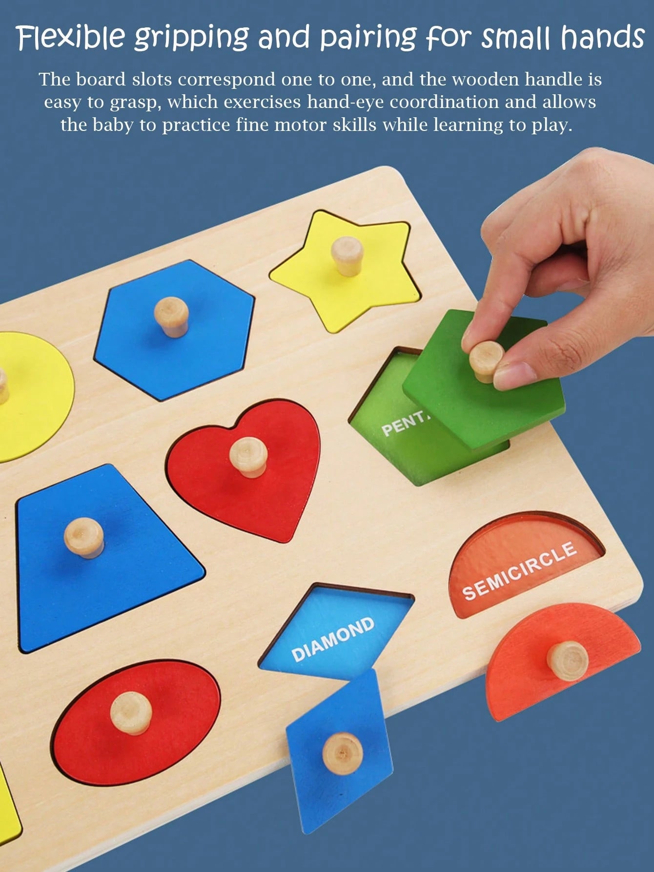 1pc Montessori Early Education Children's Wooden Panels Geometric Figures Color Matching Children's Early Education Panel Hand Scratching Board Toys