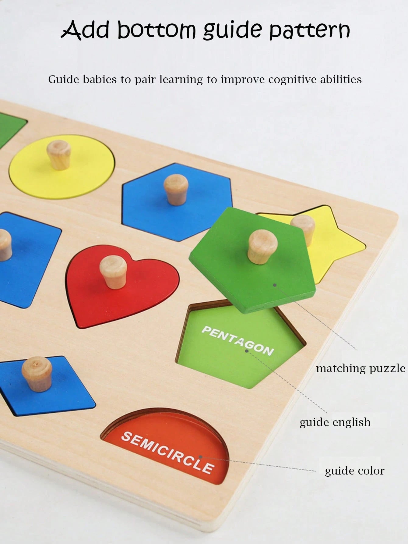 1pc Montessori Early Education Children's Wooden Panels Geometric Figures Color Matching Children's Early Education Panel Hand Scratching Board Toys