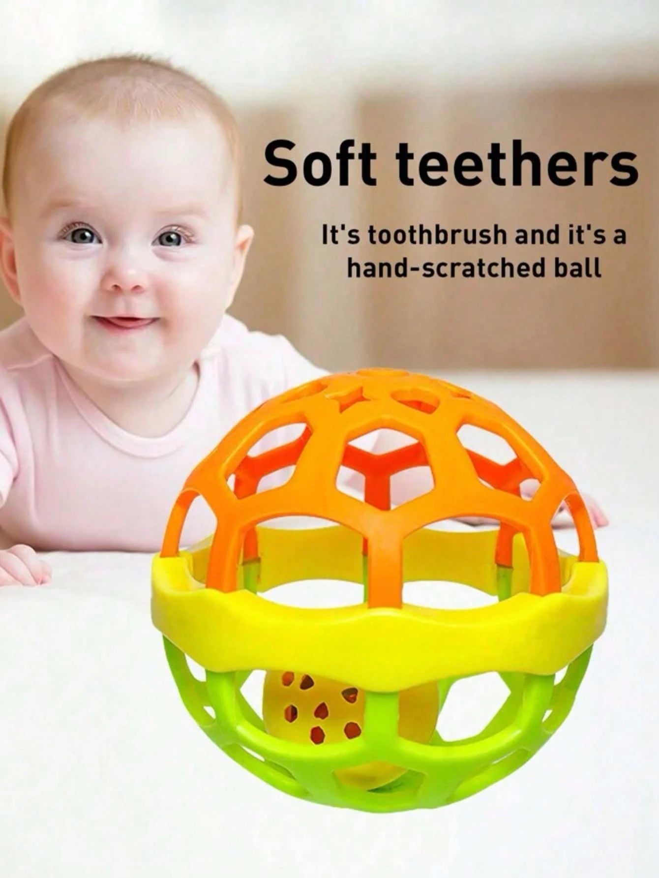 1pc Montessori Toy Sensory Ball Baby Texture Hand Bell Rattle Ball, Baby Rattle Toy, Early Educational Birthday Gift For Baby And Toddler (Some Parts Will Be Sent Randomly)