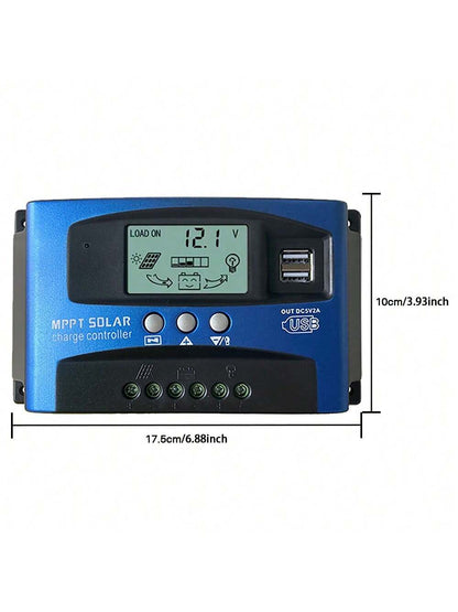 1pc MPPT Solar Charge Controller 100A 60A 30A, 12V/ 24V Solar Panel Intelligent Regulator With Adjustable LCD Display Dual USB Port Timer Setting Auto Parameter