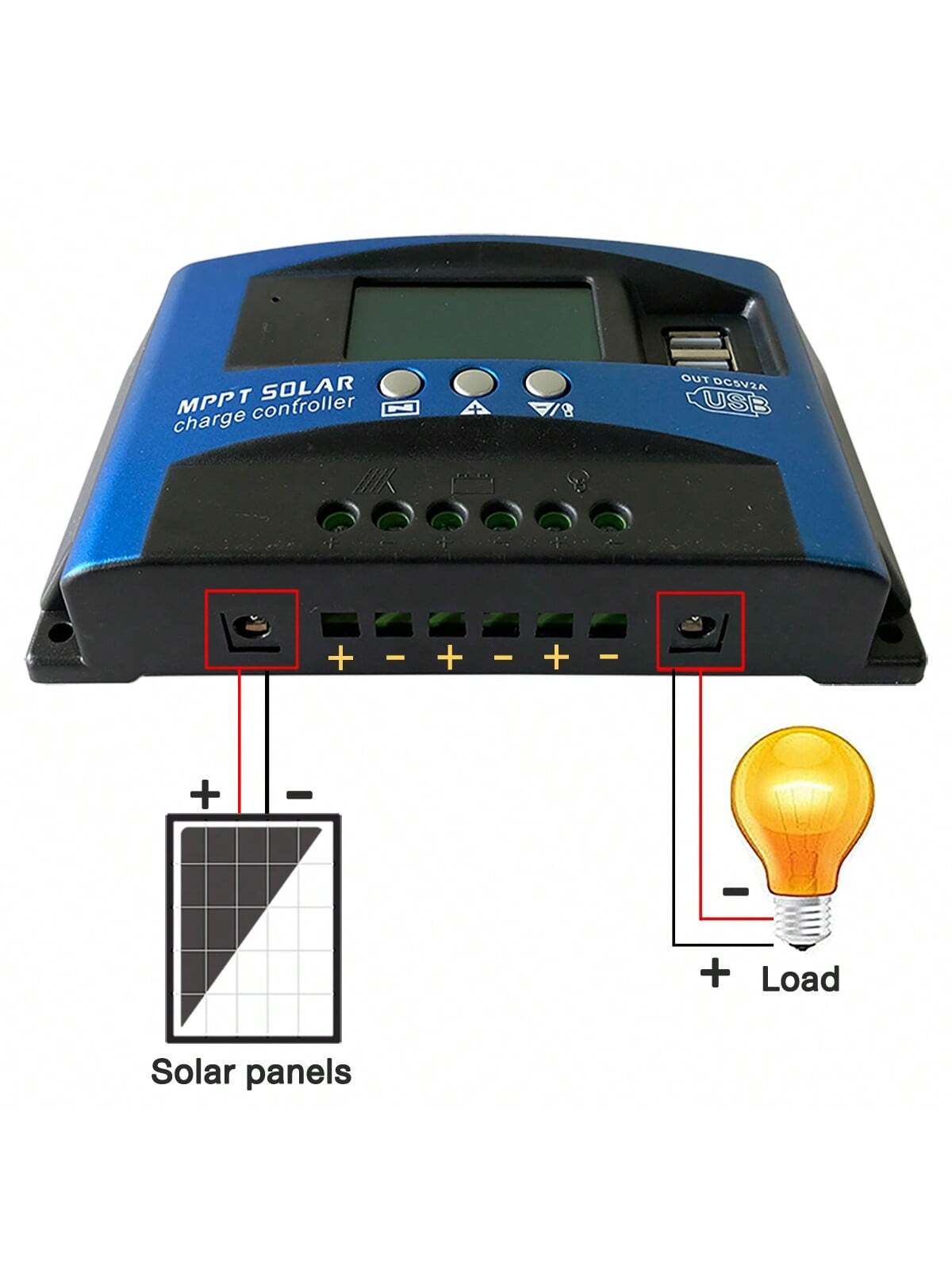 1pc MPPT Solar Charge Controller 100A 60A 30A, 12V/ 24V Solar Panel Intelligent Regulator With Adjustable LCD Display Dual USB Port Timer Setting Auto Parameter
