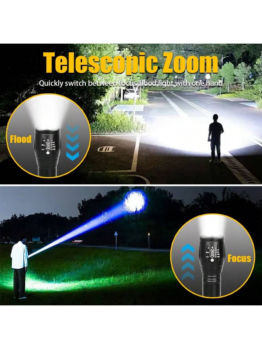 1pc Multi-Function LED Flashlight, 2 Lighting Modes (White Light & UV Light), Type-C Rechargeable, Daily Waterproof, Suitable For Pet Search, Home, Outdoor, Camping, Fishing And More