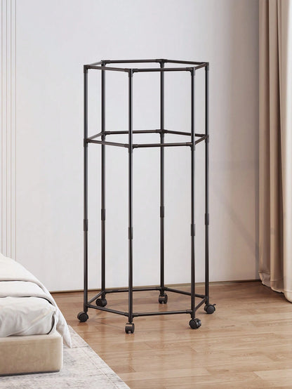 1pc Multi-Functional Clothes Rack With Wheels, Hanging Clothes Rack Suitable For Indoor, Outdoor, Balcony, Bedroom Space-Saving Clothing Storage Rack, Drying Rack