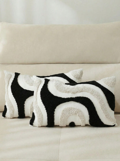 1pc Multicolor Geometric Pattern Throw Pillow Cover, Bohemian Canvas Tufted Embroidery, Nordic Style, Suitable For Bedroom, Living Room Sofa, Headboard, Outdoor Garden, Holiday Party Decorative Cushio
